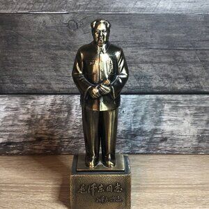 Sculpture Figurine Object Chairman Mao Zedong Copper Statue 7.5’’